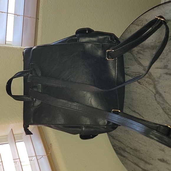 Jacket Purse Backpack Style Black Faux Leather - Picture 2 of 11